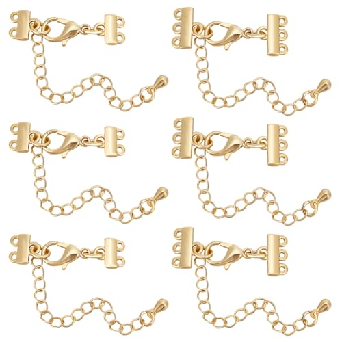 Beebeecraft 1 Box 8 Stück Schichtverschluss 18 Karat Vergoldet, Mehrsträngig Dreilagig Magnetische Halskettenverschlüsse Verstellbare Kettenverbinder Mit Karabinerverschlüssen Für Die DIY Beebeecraft 1 Box 8 Stück Schichtverschluss 18 Karat Vergoldet, Mehrsträngig Dreilagig Magnetische Halskettenverschlüsse Verstellbare Kettenverbinder Mit Karabinerverschlüssen Für Die DIY von Beebeecraft