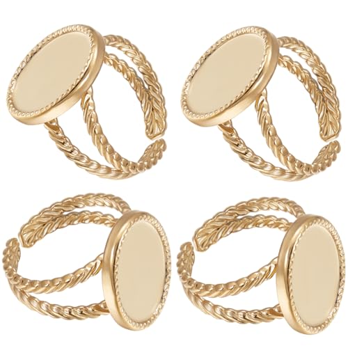 Beebeecraft 1 Box 8 Stück Sonnen Offene Manschetten Ringfassungen 18K Vergoldetes Messing Offene Rohlinge Mit Ovalem Tablett Metall-Ringfassungsrohlinge DIY Einfassungen Für Die Herstellung Beebeecraft 1 Box 8 Stück Sonnen Offene Manschetten Ringfassungen 18K Vergoldetes Messing Offene Rohlinge Mit Ovalem Tablett Metall-Ringfassungsrohlinge DIY Einfassungen Für Die Herstellung von Beebeecraft