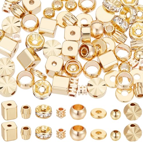 Beebeecraft 1 Box 80 Stück 8 Stile Abstandsperlen 18K Vergoldet Glatte Gemischte Formen Würfel Doppelkegelscheibe Flache Runde Gerillte Würfel Rundperlen Für Die Schmuckherstellung Armbänder Halskette Beebeecraft 1 Box 80 Stück 8 Stile Abstandsperlen 18K Vergoldet Glatte Gemischte Formen Würfel Doppelkegelscheibe Flache Runde Gerillte Würfel Rundperlen Für Die Schmuckherstellung Armbänder Halskette von Beebeecraft