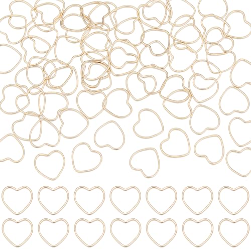 Beebeecraft 1 Box 80 Stück Herz Verbindungsringe 24 Karat Vergoldete Messingrahmen Verbinder Herz Hohl Charms Für Die Herstellung von Armbändern Halsketten Valentinstag von Beebeecraft
