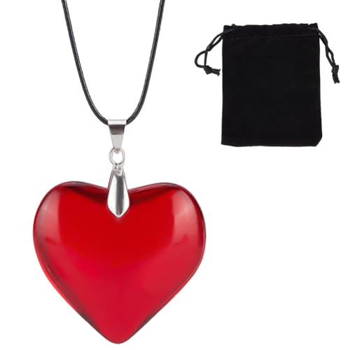 Beebeecraft 1 Box Glas Herzanhänger Rot Transparent Schlicht Klobige Glasur Herzförmige Kristallanhänger Schwarz Geflochten Verstellbar Halsband Samtkette Halskette Für Schmuck Damen Accessoires von Beebeecraft