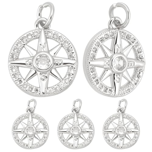 Beebeecraft 1 Box Mit 10 Kompass Anhängern Echtes 925 Sterlingsilber Plattierte Runde Nautische Charms Im Tibetischen Stil Mit Biegering Aus Zirkonia Für Die Schmuckherstellung Armbänder Halsketten Beebeecraft 1 Box Mit 10 Kompass Anhängern Echtes 925 Sterlingsilber Plattierte Runde Nautische Charms Im Tibetischen Stil Mit Biegering Aus Zirkonia Für Die Schmuckherstellung Armbänder Halsketten von Beebeecraft