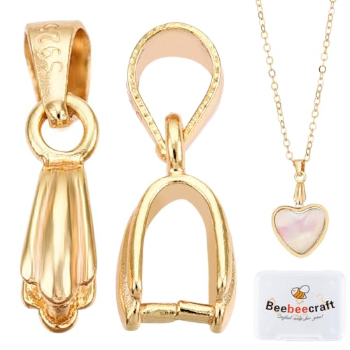 Beebeecraft 1 Box Mit 10 Schnappösen 18 Karat Vergoldetes Sterlingsilber Klemmverschluss Für Die DIY Herstellung von Halsketten Und Schmuck (Gold) von Beebeecraft