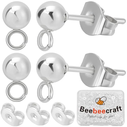 Beebeecraft 1 Box Mit 100 Kugelsteckern Zur Schmuckherstellung 925 Sterlingsilber Plattierten 304 runden Kugelohrsteckern Aus Edelstahl Mit 100 Ohrmuttern Beebeecraft 1 Box Mit 100 Kugelsteckern Zur Schmuckherstellung 925 Sterlingsilber Plattierten 304 runden Kugelohrsteckern Aus Edelstahl Mit 100 Ohrmuttern von Beebeecraft