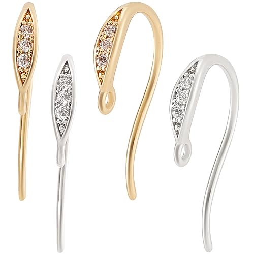 Beebeecraft 1 Box Mit 16 Stück Zirkonia-Ohrringhaken 18 Karat Gold Und Platiniertes Messing Kubische Zirkonia Französische Ohrhaken Mit Baumelnder Schlaufe Für DIY-Schmuck Ohrringe Beebeecraft 1 Box Mit 16 Stück Zirkonia-Ohrringhaken 18 Karat Gold Und Platiniertes Messing Kubische Zirkonia Französische Ohrhaken Mit Baumelnder Schlaufe Für DIY-Schmuck Ohrringe von Beebeecraft