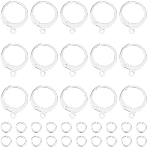 Beebeecraft 1 Box 20 Stück Brisur Ohrringen 925 runden Creolen Aus Sterlingsilber Vergoldetem Edelstahl Und 20 Biegeringen Für Die Schmuckherstellung (14 x 12 mm) von Beebeecraft