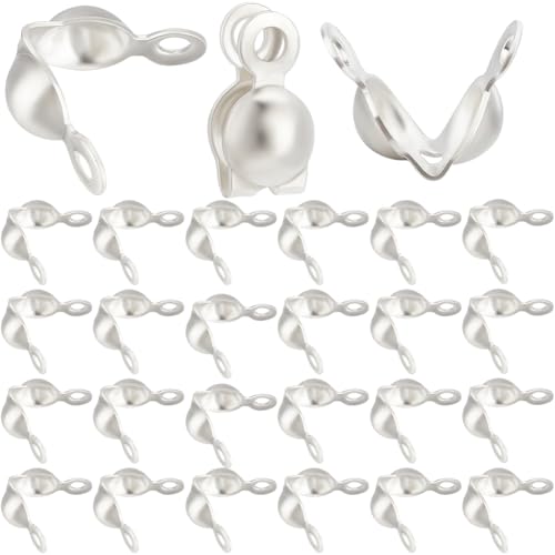 Beebeecraft 1 Box Mit 200 Perlenspitzen Und 304 Quetschperlen Aus Edelstahl Zur Schmuckherstellung (7x4x1.2mm) von Beebeecraft