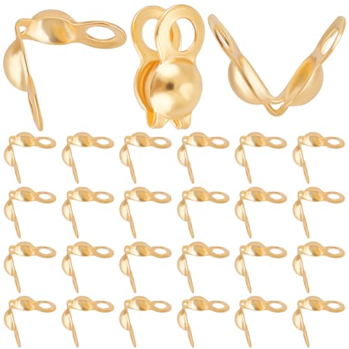 Beebeecraft 1 Box 300 Perlenspitzen knotenabdeckungen 18 Karat Vergoldete MuschelUmklappbare Kalottenenden Spitzen Zur Schmuckherstellung DIY Bastelarbeiten von Beebeecraft
