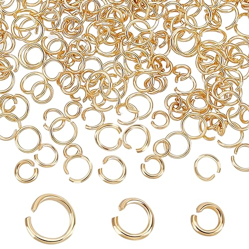 Beebeecraft 1 Box Mit 300 Stück 4/5/6mm offene Biegeringe 18 Karat Vergoldet Edelstahl Gold Jump Ringe Für Die Schmuckherstellung Halsketten Schlüsselanhänger von Beebeecraft