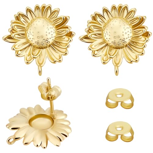 Beebeecraft 1 Box Mit 4 Paar Ohrsteckern 18 Karat Vergoldetes Messing Sonnenblumen Ohrstecker Mit Schlaufe Für Den Sommer DIY Schmuckherstellung Beebeecraft 1 Box Mit 4 Paar Ohrsteckern 18 Karat Vergoldetes Messing Sonnenblumen Ohrstecker Mit Schlaufe Für Den Sommer DIY Schmuckherstellung von Beebeecraft