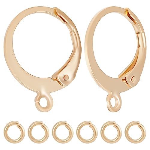 Beebeecraft 1 Box Mit 50 Stück Runde Leverback Ohrringhaken 24 Karat Vergoldet Messing Französische Ohrhaken Creolen Mit 50 Biegeringen Für Die Schmuckherstellung DIY-Bastelarbeiten Beebeecraft 1 Box Mit 50 Stück Runde Leverback Ohrringhaken 24 Karat Vergoldet Messing Französische Ohrhaken Creolen Mit 50 Biegeringen Für Die Schmuckherstellung DIY-Bastelarbeiten von Beebeecraft