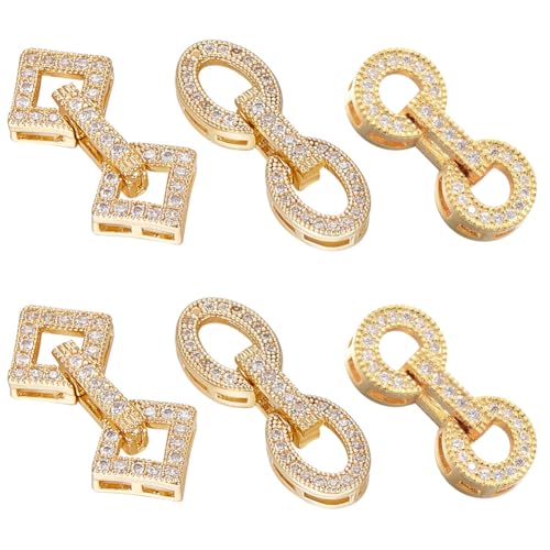 Beebeecraft 1 Box Mit 6 Faltverschlüssen 18 Karat Vergoldetes Messing Zirkonia Halskettenverschlüsse 3 Stil Goldverschlüsse Halskettenanhänger Charms Mit Schlaufe Für Armbänder DIY Schmuck Basteln Beebeecraft 1 Box Mit 6 Faltverschlüssen 18 Karat Vergoldetes Messing Zirkonia Halskettenverschlüsse 3 Stil Goldverschlüsse Halskettenanhänger Charms Mit Schlaufe Für Armbänder DIY Schmuck Basteln von Beebeecraft