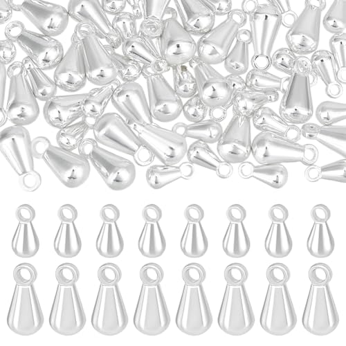 Beebeecraft 1 Box Mit 80 Stück 2 Größen Tropfenanhänger 925 Sterling Silber Plattierte Baumelnde Endperlen Verlängerungskette Wassertropfen Anhänger Abschlussperlen Für Die Schmuckherstellung Ohrring von Beebeecraft