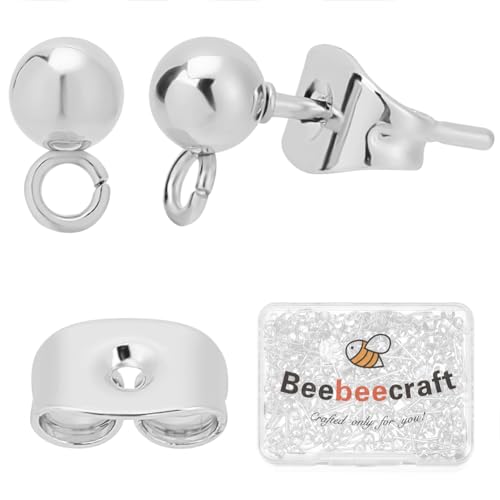 Beebeecraft 1 Box mit 100 Kugel-Ohrstecker für die Schmuckherstellung, 925er Sterlingsilber, 304 Edelstahl, Stecker mit Schlaufe, baumelnde Ohrringe, Ohrstecker, DIY-Zubehör Beebeecraft 1 Box mit 100 Kugel-Ohrstecker für die Schmuckherstellung, 925er Sterlingsilber, 304 Edelstahl, Stecker mit Schlaufe, baumelnde Ohrringe, Ohrstecker, DIY-Zubehör von Beebeecraft
