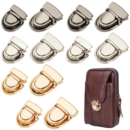 Beebeecraft 1 Box mit 12 Stück Bügel-Verschlüssen, Eisen, 3 Farben, Handtaschen-Daumenschloss, Geldbörsenschnalle, Metallverschluss für Bastelarbeiten, Geldbörsen, Taschen, Lederhandtaschen von Beebeecraft