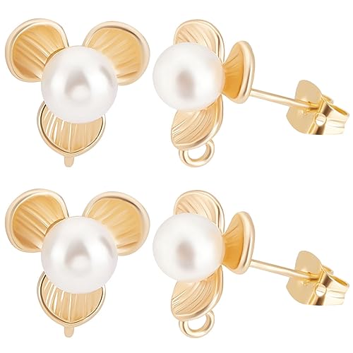 Beebeecraft 1 Box mit 16 Blumenohrringen, 18 Karat vergoldet, Perlen-Staubblatt mit Schlaufe und Schmetterlings-Ohrring-Verschlüssen für DIY-Schmuckherstellung Beebeecraft 1 Box mit 16 Blumenohrringen, 18 Karat vergoldet, Perlen-Staubblatt mit Schlaufe und Schmetterlings-Ohrring-Verschlüssen für DIY-Schmuckherstellung von Beebeecraft