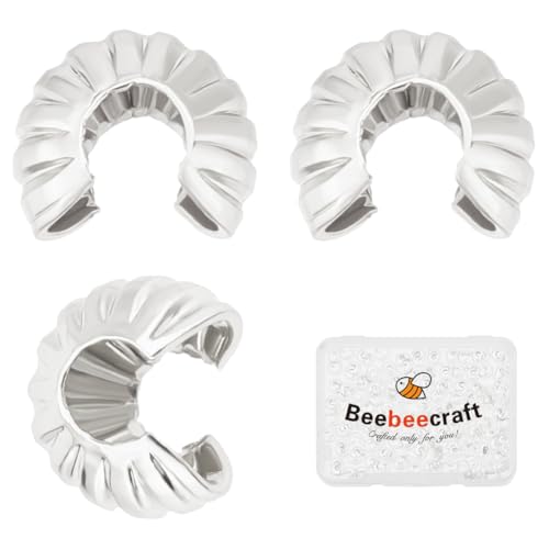 Beebeecraft 1 Box mit 160 silberfarbenen Quetschperlen-Abdeckungen, 925er Sterlingsilber, 4 mm, halbrund, offen, Knotenabdeckungen, Endspitze für Schmuckherstellung, DIY, Handwerk, Armbänder, Beebeecraft 1 Box mit 160 silberfarbenen Quetschperlen-Abdeckungen, 925er Sterlingsilber, 4 mm, halbrund, offen, Knotenabdeckungen, Endspitze für Schmuckherstellung, DIY, Handwerk, Armbänder, von Beebeecraft