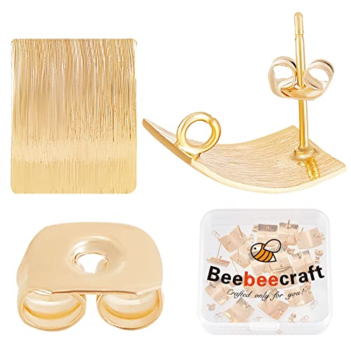Beebeecraft 1 Box mit 20 rechteckigen Ohrsteckern, 18 Karat vergoldet, gebogene Rauten-Ohrstecker-Komponenten und Ohrmuttern für DIY-Ohrring-Schmuckherstellung Beebeecraft 1 Box mit 20 rechteckigen Ohrsteckern, 18 Karat vergoldet, gebogene Rauten-Ohrstecker-Komponenten und Ohrmuttern für DIY-Ohrring-Schmuckherstellung von Beebeecraft