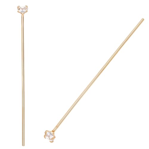 Beebeecraft 1 Box mit 26 Kristallkopfnadeln, 4,2 cm, Zirkonia, 14 Karat vergoldetes Messing, biegbarer Kopf, Stecknadeln für Schmuckherstellung, Bastelarbeiten, Perlenarbeiten Beebeecraft 1 Box mit 26 Kristallkopfnadeln, 4,2 cm, Zirkonia, 14 Karat vergoldetes Messing, biegbarer Kopf, Stecknadeln für Schmuckherstellung, Bastelarbeiten, Perlenarbeiten von Beebeecraft