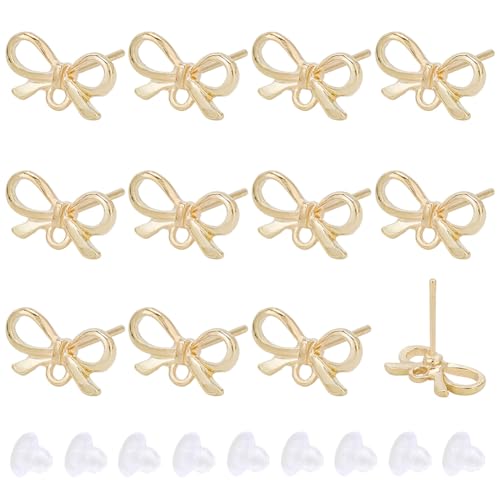 Beebeecraft 1 Box mit 60 Stück Schleifen-Ohrstecker, vergoldete Legierung mit 304 Edelstahlstift und 60 Stück Kunststoff-Ohrmuttern, Schleifen-Ohrstecker mit Schlaufe für Schmuckherstellung Beebeecraft 1 Box mit 60 Stück Schleifen-Ohrstecker, vergoldete Legierung mit 304 Edelstahlstift und 60 Stück Kunststoff-Ohrmuttern, Schleifen-Ohrstecker mit Schlaufe für Schmuckherstellung von Beebeecraft