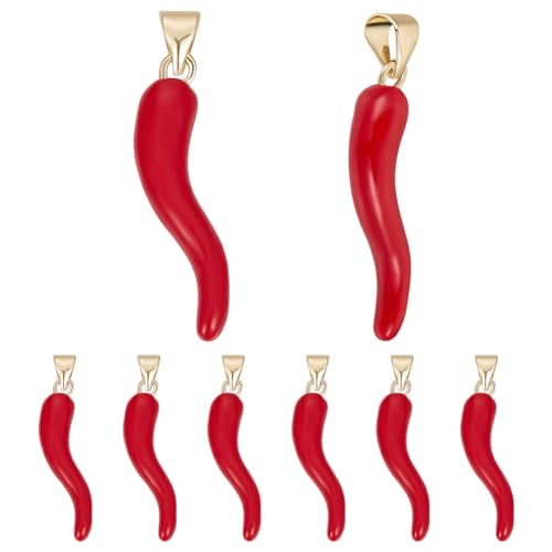 Beebeecraft 1 Box mit 8 Stück Emaille Anhängern 18 Karat vergoldet Pfeffer Anhänger roter Chili Anhänger mit 4mm Loch für Armband Ohrringe Halskette DIY Handwerksherstellung Beebeecraft 1 Box mit 8 Stück Emaille Anhängern 18 Karat vergoldet Pfeffer Anhänger roter Chili Anhänger mit 4mm Loch für Armband Ohrringe Halskette DIY Handwerksherstellung von Beebeecraft