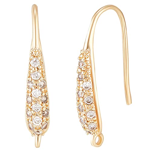 Beebeecraft 1 Schachtel Mit 10 Zirkonia-Ohrringhaken 18-Karätig Vergoldetes Messing Strass-Ohrhaken Mit Schlaufe Französische Ohrring-Zubehörteile Für Die Schmuckherstellung Mit Baumelnden Ohrringen Beebeecraft 1 Schachtel Mit 10 Zirkonia-Ohrringhaken 18-Karätig Vergoldetes Messing Strass-Ohrhaken Mit Schlaufe Französische Ohrring-Zubehörteile Für Die Schmuckherstellung Mit Baumelnden Ohrringen von Beebeecraft