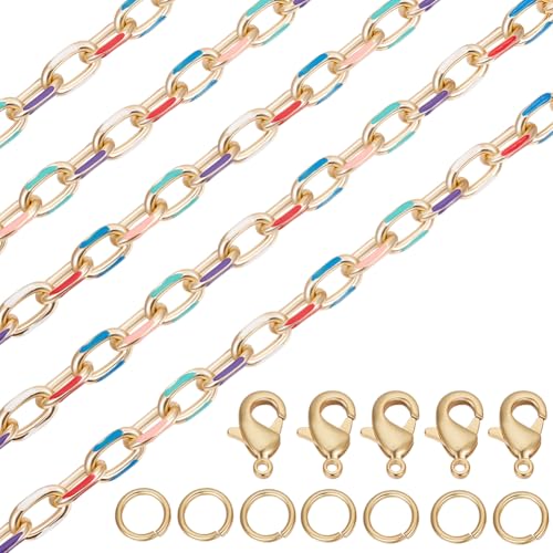 Beebeecraft 1 Yard Bunte Emaille Kette Vergoldete Aluminium Büroklammer Gliederkette Für DIY Halsketten Armbänder Schmuckherstellungszubehör Beebeecraft 1 Yard Bunte Emaille Kette Vergoldete Aluminium Büroklammer Gliederkette Für DIY Halsketten Armbänder Schmuckherstellungszubehör von Beebeecraft