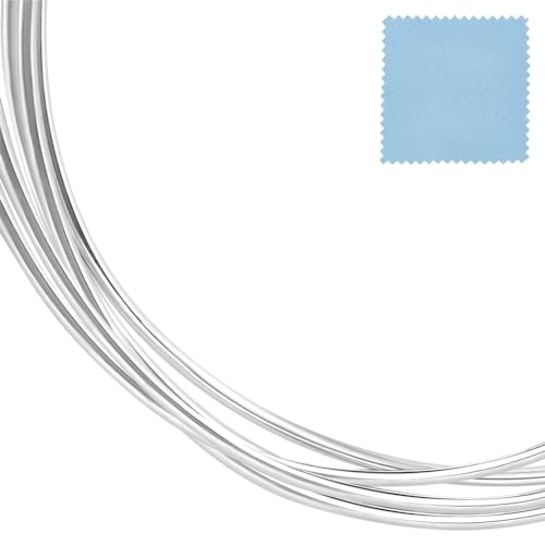 Beebeecraft 1.5 m/4.9 Fuß 925 Sterlingsilberdraht 1mm /18 Gauge Rund Absolut Weicher Schmuckdraht Mit 1 Teiligem Silberpoliertuch Für Die Schmuckherstellung Ohrring Perlenherstellung DIY Verpackung von Beebeecraft