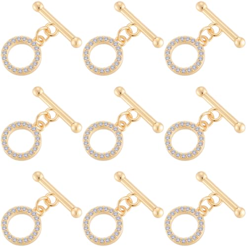 Beebeecraft 10 Set Kleiner 18K Vergoldeter Knebelverschluss Mit Zirkonia OT T Bar Verschluss Verbinder Endverschluss Für Armband Halskette Schmuckherstellung DIY Fundstücke von Beebeecraft