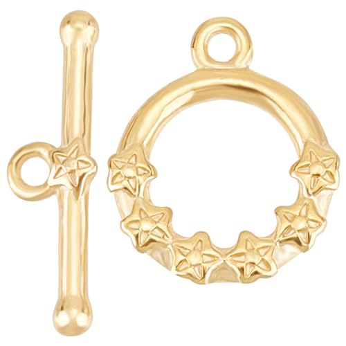 Beebeecraft 10 Sets Ringknebelverschlüsse 24 Karat Vergoldetes Messing Blumenarmband-Knebelverschlüsse T-Steg-Schmuckverschlüsse Verbinder Für Die Herstellung von Halsketten Armbändern von Beebeecraft