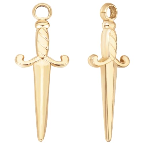 Beebeecraft 10 Stück/Box Schwert Charms 18 Karat Vergoldeter Edelstahl Katana Dolch Pfeil Baumelnde Anhänger Charms Für Die Schmuckherstellung Halskette Armband DIY Handwerk Beebeecraft 10 Stück/Box Schwert Charms 18 Karat Vergoldeter Edelstahl Katana Dolch Pfeil Baumelnde Anhänger Charms Für Die Schmuckherstellung Halskette Armband DIY Handwerk von Beebeecraft