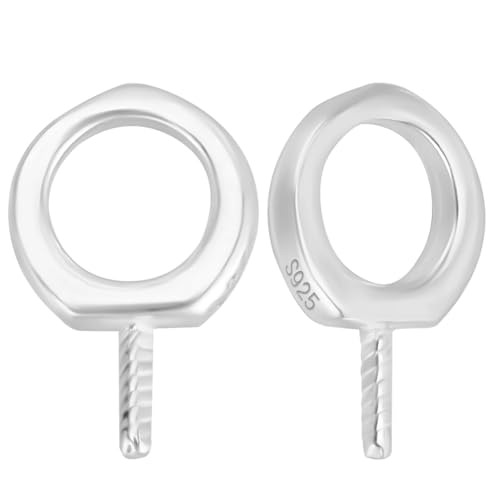 Beebeecraft 10 Stück 925 Ösenstift Ösenösen Aus Sterlingsilber 9x6x1mm Kleine Platinierte Perlen Ösenstift Verschlüsse Mit Gewinde Für Halbgebohrte Perlen Armbänder Ohrringe Basteln Schmuckherstellung von Beebeecraft