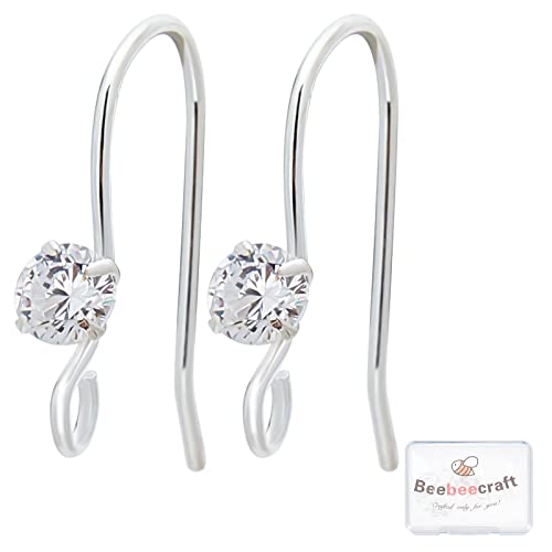 Beebeecraft 10 Stück 925 Ohrringhaken Aus Sterlingsilber Strass Französische Ohrhaken Mit Offenem Loch Für Damen Mädchen DIY Ohrring von Beebeecraft