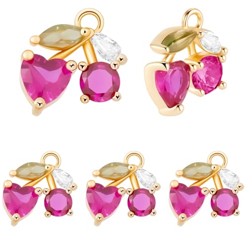 Beebeecraft 10 Stück Kirsch Anhänger 18 Karat Vergoldetes Messing 12x11x4mm Roter Strass Zirkonia Mini Fruchtanhänger Für Die Schmuckherstellung Halskette Ohrringe Armband Sommer Bastelbedarf Beebeecraft 10 Stück Kirsch Anhänger 18 Karat Vergoldetes Messing 12x11x4mm Roter Strass Zirkonia Mini Fruchtanhänger Für Die Schmuckherstellung Halskette Ohrringe Armband Sommer Bastelbedarf von Beebeecraft