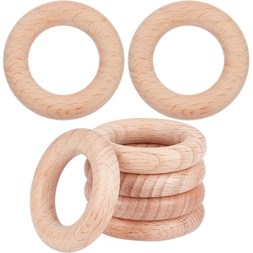 Beebeecraft 10 Stück Unbehandelte Holzringe Aus Natürlicher Buche Holzringe Für Makramee Häkeln Basteln Schmuckherstellung von Beebeecraft