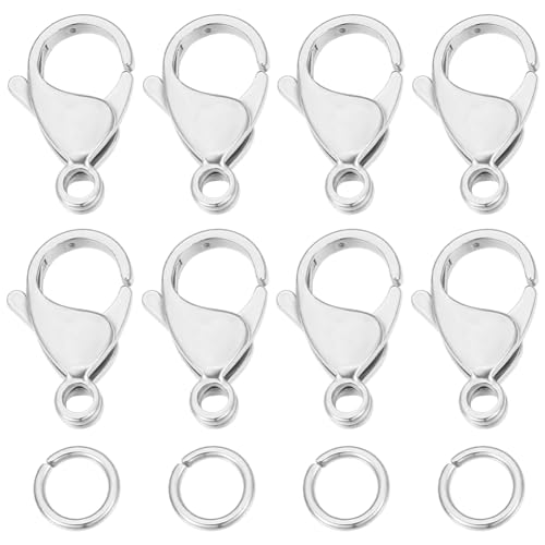 Beebeecraft 10 Stück/Box Armbandverschlüsse 19 mm 316 Edelstahl Hummerkrallen Schmuckverschlüsse Verbinder Mit 20 Stück Offenen Biegeringen Für DIY Handwerk Schmuckketten Herstellung von Verschlüssen von Beebeecraft