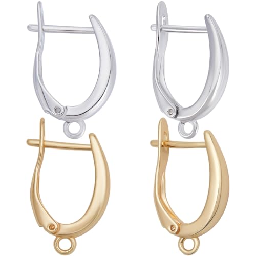 Beebeecraft 12 Stück Gold-Silber-Ohrringhaken Mit Schlaufe, 18 Karat Gold Und Platin Beschichtet, Huggie-Creolen-Ohrhaken Für Die DIY-Schmuckherstellung Beebeecraft 12 Stück Gold-Silber-Ohrringhaken Mit Schlaufe, 18 Karat Gold Und Platin Beschichtet, Huggie-Creolen-Ohrhaken Für Die DIY-Schmuckherstellung von Beebeecraft