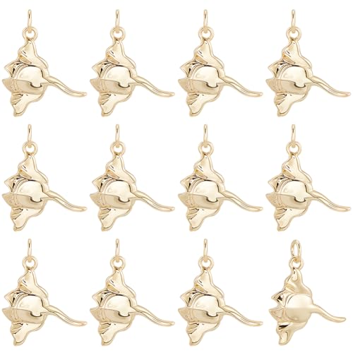 Beebeecraft 12 Stück Manta Rochen Anhänger 18 Karat Vergoldet Ozeanfisch Meerestier Anhänger Mit Biegering Und Aufbewahrungsbox Für Die Schmuckherstellung Sommerthema Halskette Armband DIY Basteln von Beebeecraft