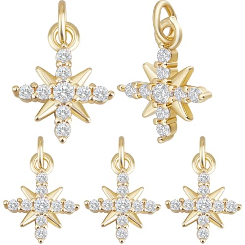 Beebeecraft 12 Stück Zirkonia Anhänger 18 Karat Vergoldet Nordstern Anhänger Anhänger Mit 4 Zacken Kleiner Stern Anhänger Mit 3mm Biegering Für Die Herstellung von DIY Schmuck Ohrringen Halsketten Beebeecraft 12 Stück Zirkonia Anhänger 18 Karat Vergoldet Nordstern Anhänger Anhänger Mit 4 Zacken Kleiner Stern Anhänger Mit 3mm Biegering Für Die Herstellung von DIY Schmuck Ohrringen Halsketten von Beebeecraft