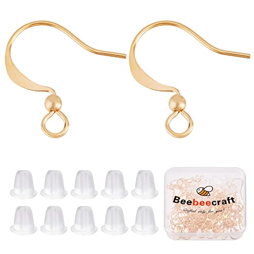 Beebeecraft 120 Stück/Box 18 Karat Vergoldete Ohrringhaken Ohrhaken Angelhaken Mit Kugel Und 120 Stück Gummi-Ohrring-Stopper Für Die DIY-Ohrringherstellung Beebeecraft 120 Stück/Box 18 Karat Vergoldete Ohrringhaken Ohrhaken Angelhaken Mit Kugel Und 120 Stück Gummi-Ohrring-Stopper Für Die DIY-Ohrringherstellung von Beebeecraft