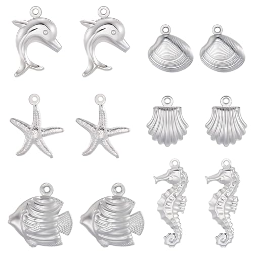 Beebeecraft 120 Stück 6 Stile Sommer Themen Charms Zum Basteln 304 Edelstahl Charms Muschel Fisch Seestern Delfin Seepferdchen Ozean Mit Schlaufe Für DIY Ohrringe Armbänder Schmuckherstellung Beebeecraft 120 Stück 6 Stile Sommer Themen Charms Zum Basteln 304 Edelstahl Charms Muschel Fisch Seestern Delfin Seepferdchen Ozean Mit Schlaufe Für DIY Ohrringe Armbänder Schmuckherstellung von Beebeecraft