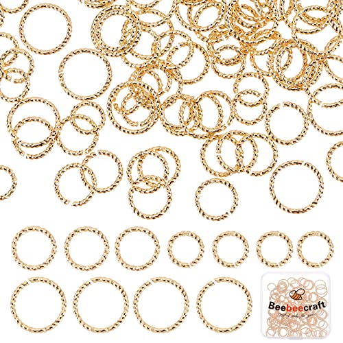 Beebeecraft 150 Stück 3 Größen Verdrehte Offene Biegeringe 18K Vergoldete Biegeringe Verbindungsstücke 12 mm O-Ringe 8/10/12 mm Für DIY Ohrring-Armband-Halsketten von Beebeecraft