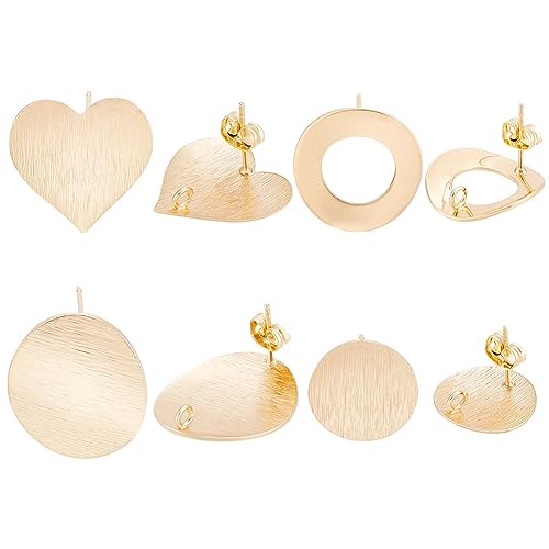 Beebeecraft 16 Stück 4 Stile 18 Karat Vergoldet Ohrringzubehör Flache Runde Herz Donut Ohrstecker Mit Öse Und 16 Stück Schmetterlings-Ohrring-Verschlüsse Für Die Herstellung von Selbstgemachten Beebeecraft 16 Stück 4 Stile 18 Karat Vergoldet Ohrringzubehör Flache Runde Herz Donut Ohrstecker Mit Öse Und 16 Stück Schmetterlings-Ohrring-Verschlüsse Für Die Herstellung von Selbstgemachten von Beebeecraft