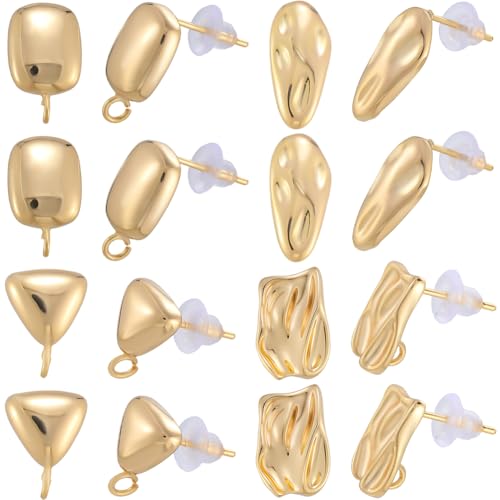 Beebeecraft 16 Stück 4 Stile Rechteckige Ohrstecker Blanke Ohrstecker Mit Öse An Der Rückseite Echtes 18 Karat Vergoldetes Messing Baumelnde Dreieckige Ovale Ohrbeschläge Zubehör Für Beebeecraft 16 Stück 4 Stile Rechteckige Ohrstecker Blanke Ohrstecker Mit Öse An Der Rückseite Echtes 18 Karat Vergoldetes Messing Baumelnde Dreieckige Ovale Ohrbeschläge Zubehör Für von Beebeecraft