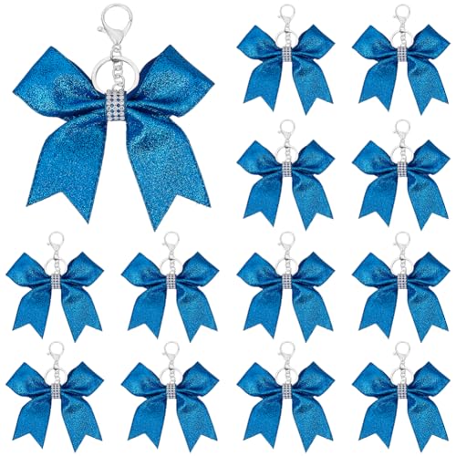 Beebeecraft 16 Stück Blauer Schlüsselanhänger Mit Schleife Aus Kunstleder Mit Legierungsbeschlägen Und Strass Schleife Cheer Anhänger Dekoration Für Schlüsselanhänger Geldbörse Beebeecraft 16 Stück Blauer Schlüsselanhänger Mit Schleife Aus Kunstleder Mit Legierungsbeschlägen Und Strass Schleife Cheer Anhänger Dekoration Für Schlüsselanhänger Geldbörse von Beebeecraft