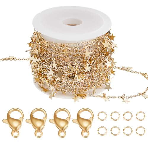 Beebeecraft 16.4 Fuß/5 m Echte 18 Karat Vergoldete Messing Sternkette Metall Verlängerungsverbinder Lange Stern Charm Ketten Mit Spule Karabinerverschlüssen Biegeringen Für Die Schmuckherstellung Beebeecraft 16.4 Fuß/5 m Echte 18 Karat Vergoldete Messing Sternkette Metall Verlängerungsverbinder Lange Stern Charm Ketten Mit Spule Karabinerverschlüssen Biegeringen Für Die Schmuckherstellung von Beebeecraft