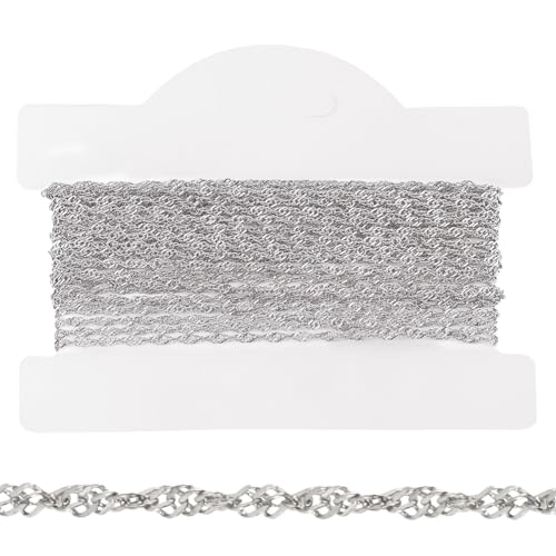 Beebeecraft 16.40 Fuß (5 m)/Karte Gedrehte Panzerkette 304 Edelstahl Wasserwellen Singapurketten Zur DIY Schmuckherstellung von Beebeecraft