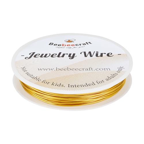 Beebeecraft 18 Gauge vergoldeter Wickeldraht, echtes 18 Karat vergoldetes Messing, 10 m, anlaufgeschützt, Perlendraht für Schmuckherstellung, Kranz, Blumen von Beebeecraft