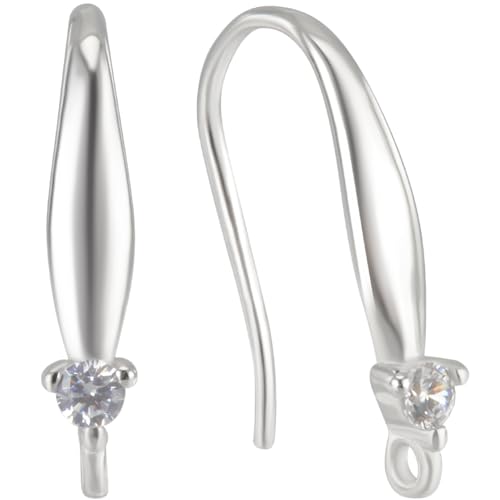 Beebeecraft 2 Paar Rhodinierte Ohrringhaken Aus Sterlingsilber Mit Zirkonia, Französische Ohrhaken Zum Selbermachen von Ohrringen Beebeecraft 2 Paar Rhodinierte Ohrringhaken Aus Sterlingsilber Mit Zirkonia, Französische Ohrhaken Zum Selbermachen von Ohrringen von Beebeecraft