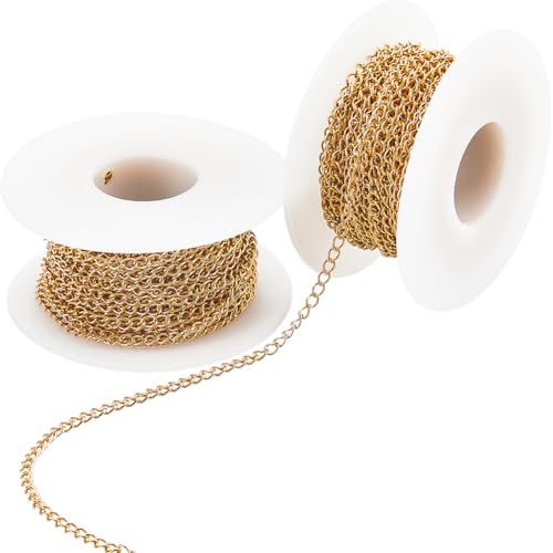 Beebeecraft 2 Rolle 33 Fuß 18K Vergoldete Edelstahlkette 3mm Schmuckkettenglieder Metallkabel Rolo Gliederkette Rollenspule Für Halsketten Ohrringe Armbänder DIY Bastelbedarf Beebeecraft 2 Rolle 33 Fuß 18K Vergoldete Edelstahlkette 3mm Schmuckkettenglieder Metallkabel Rolo Gliederkette Rollenspule Für Halsketten Ohrringe Armbänder DIY Bastelbedarf von Beebeecraft